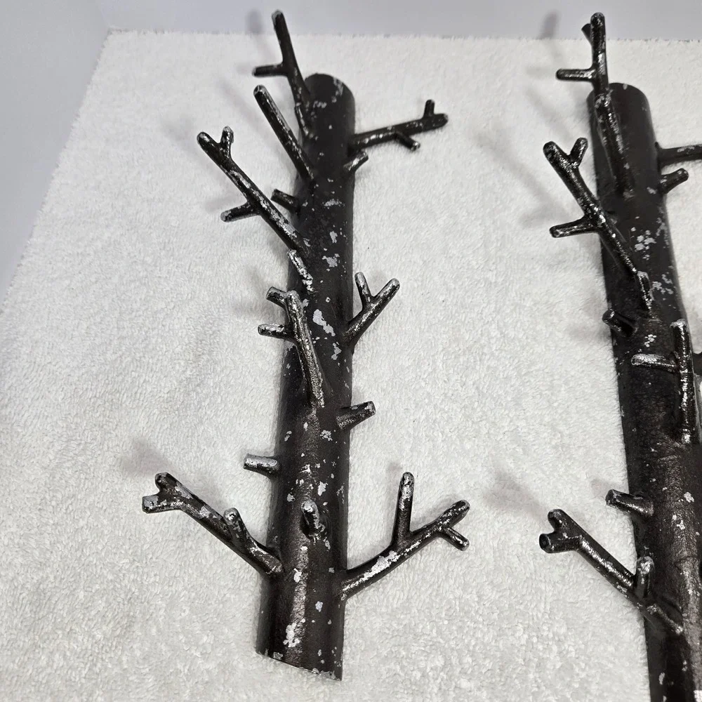 Bosign 3 Piece Tree Branch Wall Hanger Hooks Distressed Gunmetal Key Coat Hook